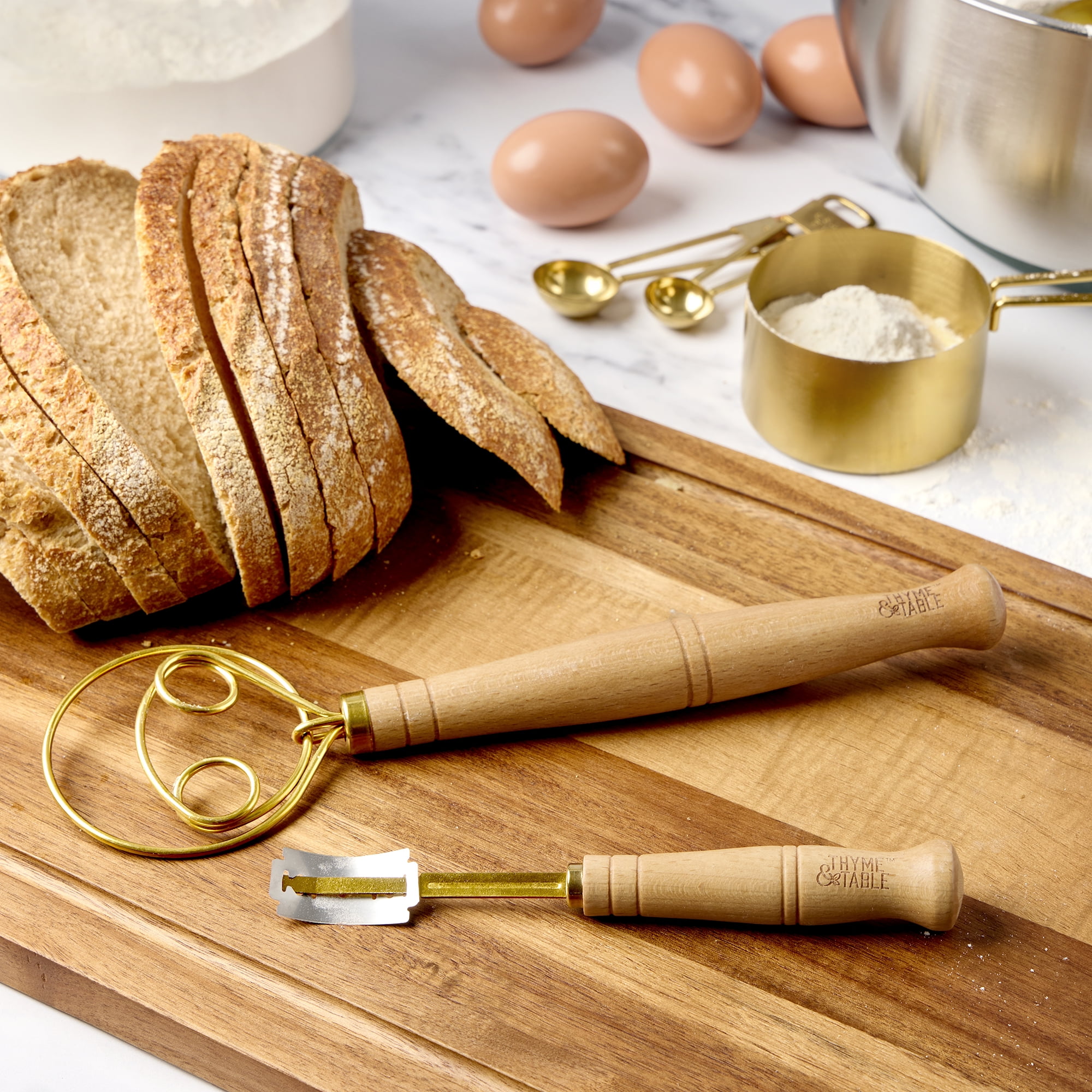 Thyme & Table Bread Kit with Dough Whisk and Bread Lame for