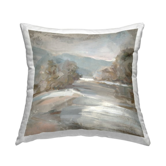 Stupell Industries Gentle Valley Abstract Landscape Square Decorative Printed Throw Pillow, 18 x 18