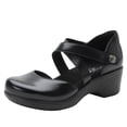 thumbnail image 1 of Sandalia Alegria Savina para Mujer con Cuña y Correa Cruzada en Cuero Negro, 1 of 5