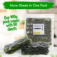 thumbnail image 2 of 100 Full Sheet Roasted Seaweed Sheets for Sushi Rolls - Japanese Nori Sheets For Sushi, California Roll, Onigiri, Musubi, Maki, Bento, Dried Seaweed Snack - Full Sheets of Yaki Nori, 2 of 5