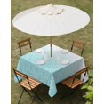 thumbnail image 3 of Outdoor Tablecloth with Umbrella Hole, Blue Morocan Spillproof Waterproof Outdoor Table Cover, Abstract Ombre Geometric Check Modern Patio Tablecloths for Party/Garden/Picnic, Square 60"x60", 3 of 9