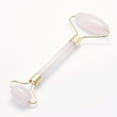 thumbnail image 2 of 1pc Natural Rose Quartz Brass Face Massager Facial Rollers Golden 142~150x54~58x19~22mmDIY, 2 of 2