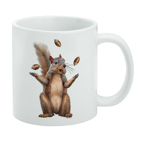 Squirrel Juggling His Nuts Crazy Funny White Mug