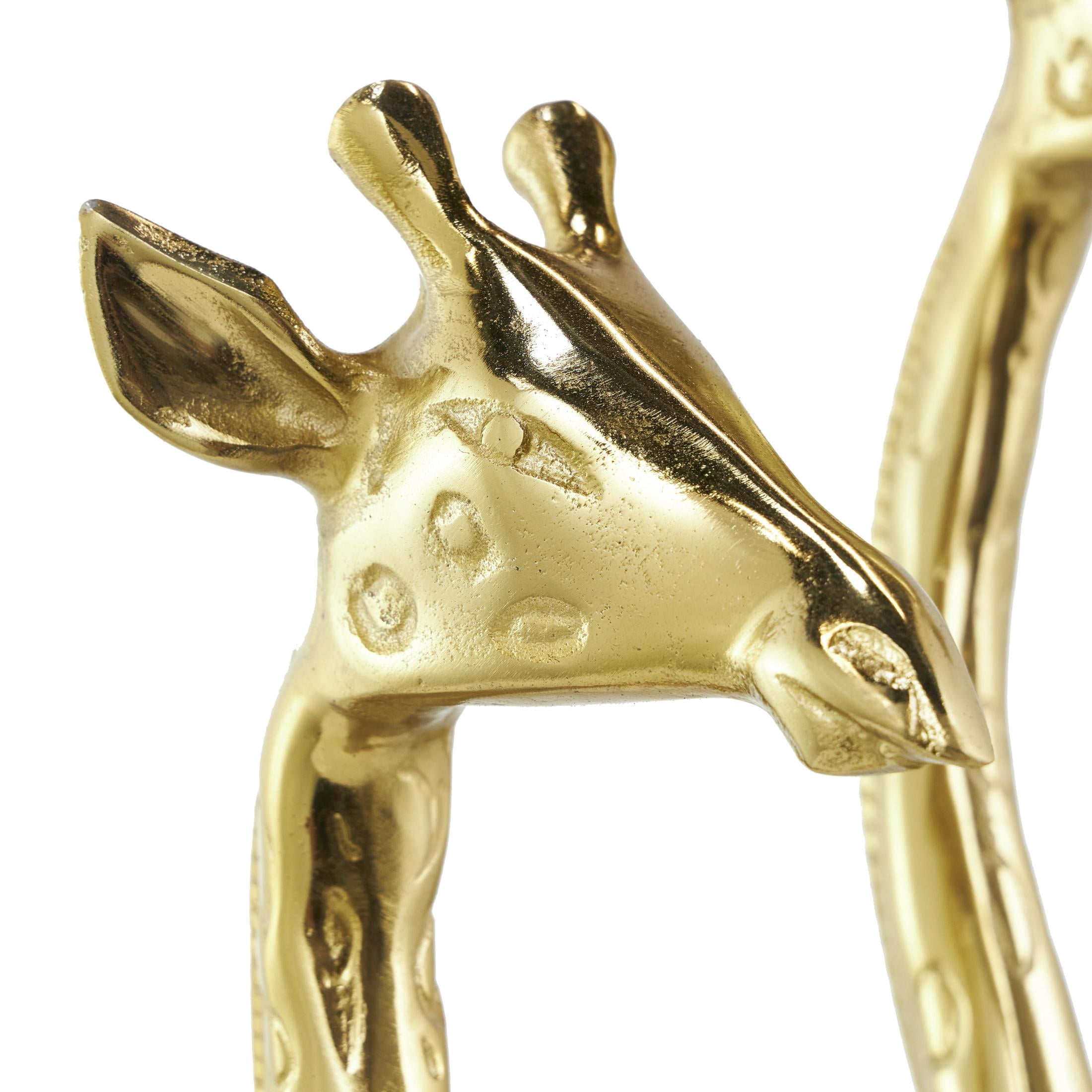 28", 24"H Gold Aluminum Metal Giraffe Sculpture, by DecMode (2 Count)