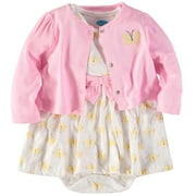 Bon Bebe Girls 12-24 Months Butterfly Cardigan Dress Set (Multi 24 Months)