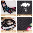 thumbnail image 6 of Spencer Crochet Bag Women Crochet Shoulder Bag Knitting Crossbody Handbag Floral Hollow Beach Tote Bag, Black, 6 of 9