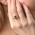 thumbnail image 3 of Gem Stone King 10K Yellow Gold Diamond Accent Ring Heart Shape Red Garnet and Vivid Persian Blue Moissanite (1.83 Cttw, Size 9), 3 of 6