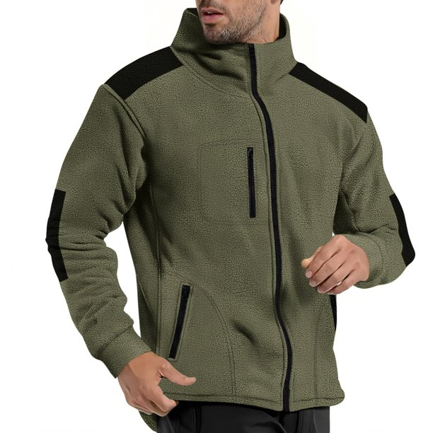 pstuiky Camisas de manga larga abrigadas para hombre, Camisa informal de manga larga con cuello alto y cremallera en la muñeca para hombre tops de invierno para hombre s