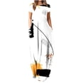 thumbnail image 2 of SMihono Robes d'Été Bohémiennes pour Femmes Grande Taille Mode d'Été Imprimée Manches Courtes Col Rond Bretelles Robe Pull, 2 of 4