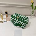 thumbnail image 1 of Bolso De Cosméticos Bolsa de cosméticos para mujer, bolsa de maquillaje de PU con cremallera y patrón a cuadros, bolsa de mano pequeña (verde) Likrtyny Para Estrenar, 1 of 4