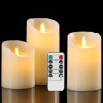 thumbnail image 3 of Vela sin llama Pilar alimentado por batería Cera real Juego de velas eléctricas con temporizador remoto de circulación de 24 horas, 4quot; 5quot; 6quot; Paquete de 3, 11 Feliz Sencillez, 3 of 4