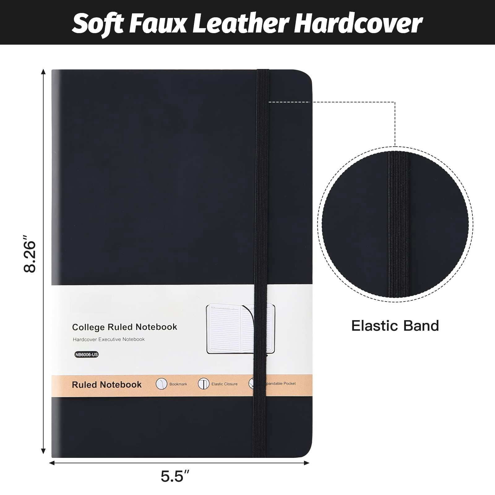 Hardcover-journal-notebooks  A5 Lined Journals Notebook For Writing 200 Pages 8.2 X 5.5 Inch Classic Ruled Notebooks Work/travel/college (black - 6 Pack)