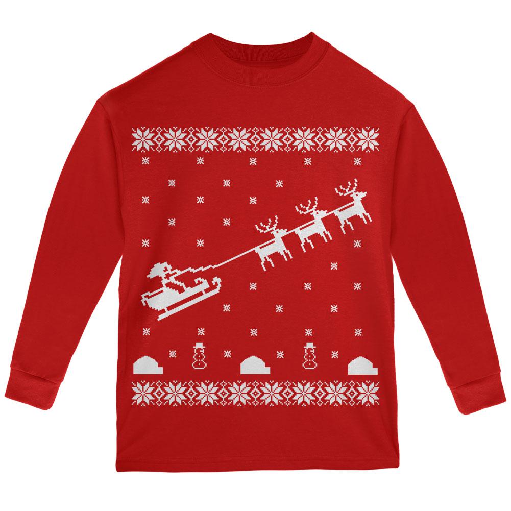 Ugly Xmas Sweater Santa Sleigh Red Infant Newborn One Piece
