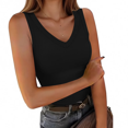 thumbnail image 4 of Women Ribbed Tank Top Summer Sleeveless V Neck Fitted Stretch Tops Basic Casual Slim Solid Layering Shirt for Daily Wear Gym Workout, 4 of 6