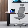 thumbnail image 4 of Magshion Chaise de Bureau Chaise de Tâche Fonction d'Inclinaison Appui-Tête Réglable avec Accoudoirs Rabattables Support Lombaire Chaise de Bureau, Pivotante à 360 Degrés (Gris), 4 of 4
