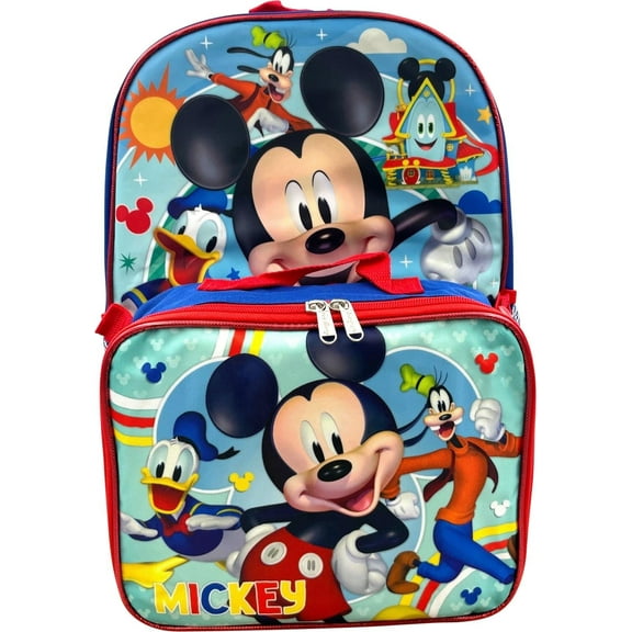 Disney Mickey Mouse 16" Backpack With Detachable Lunch Box Mickey-Fun House