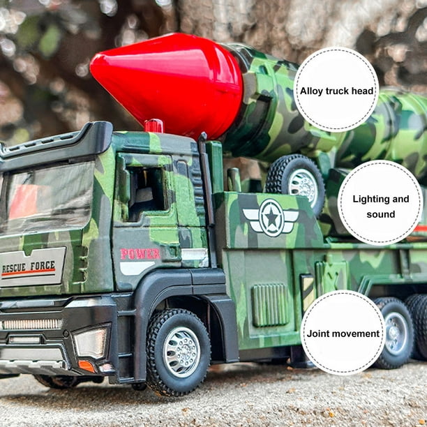 Missile Truck Model, High Simulation Alloy Materials Strong Return Force Lights  Sounds Missile Vehicle Model Truck Toy For Children Boys Girls Adults 