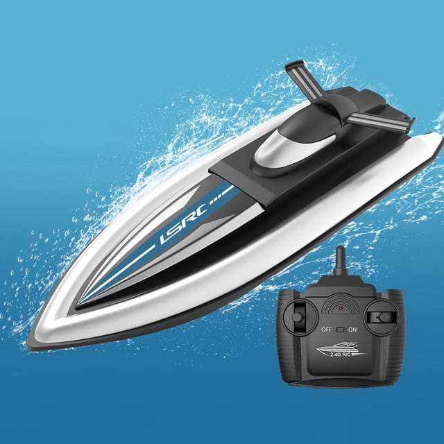 Lancha Rc 2.4G RC Ship Control Distancia 80m Velocidad máxima 20km/h para niños (Negro 1 batería)