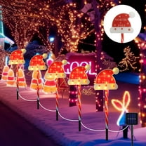 FastXmas Christmas Solar Ground - Plug String Lights,19.7" Merry Christmas Pathway Solar Lights, 5 in 1 LED Floor-Plug Light Decorations for Front Yard,Pathway,Christmas Day Roof Yard,Driveway,Party