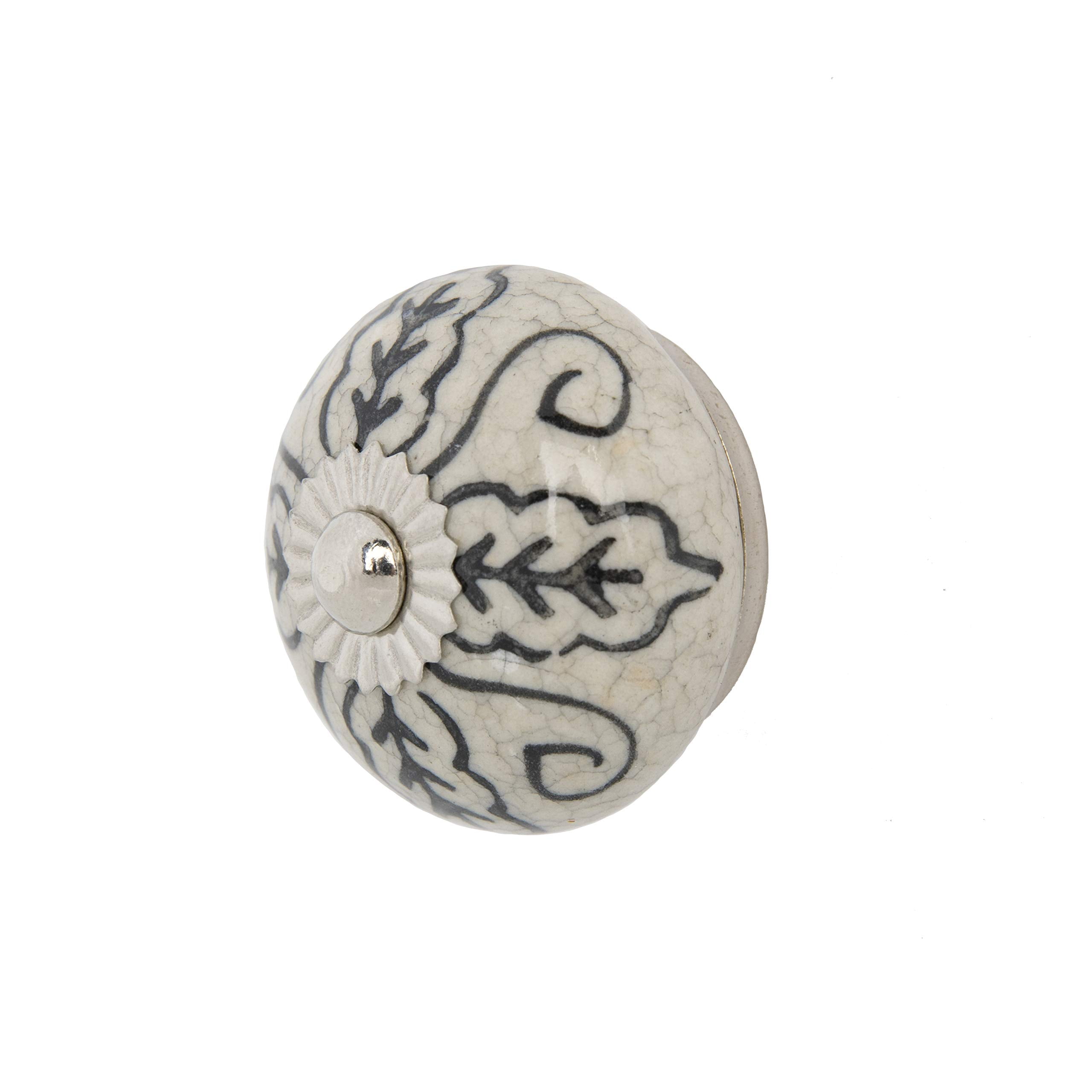 Mela Artisans 12-Pack Ceramic Kitchen Cabinet Knobs - Grey & White Leaf