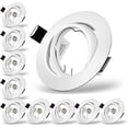 thumbnail image 1 of Juego de focos empotrables GU10, marco de montaje de 10 piezas en blanco con portalámparas de cerámica GU10, redondo, Ø 75 mm, giratorio 35°, para lámparas LED o halógenas esquí esquí Gafas de esquí, 1 of 5