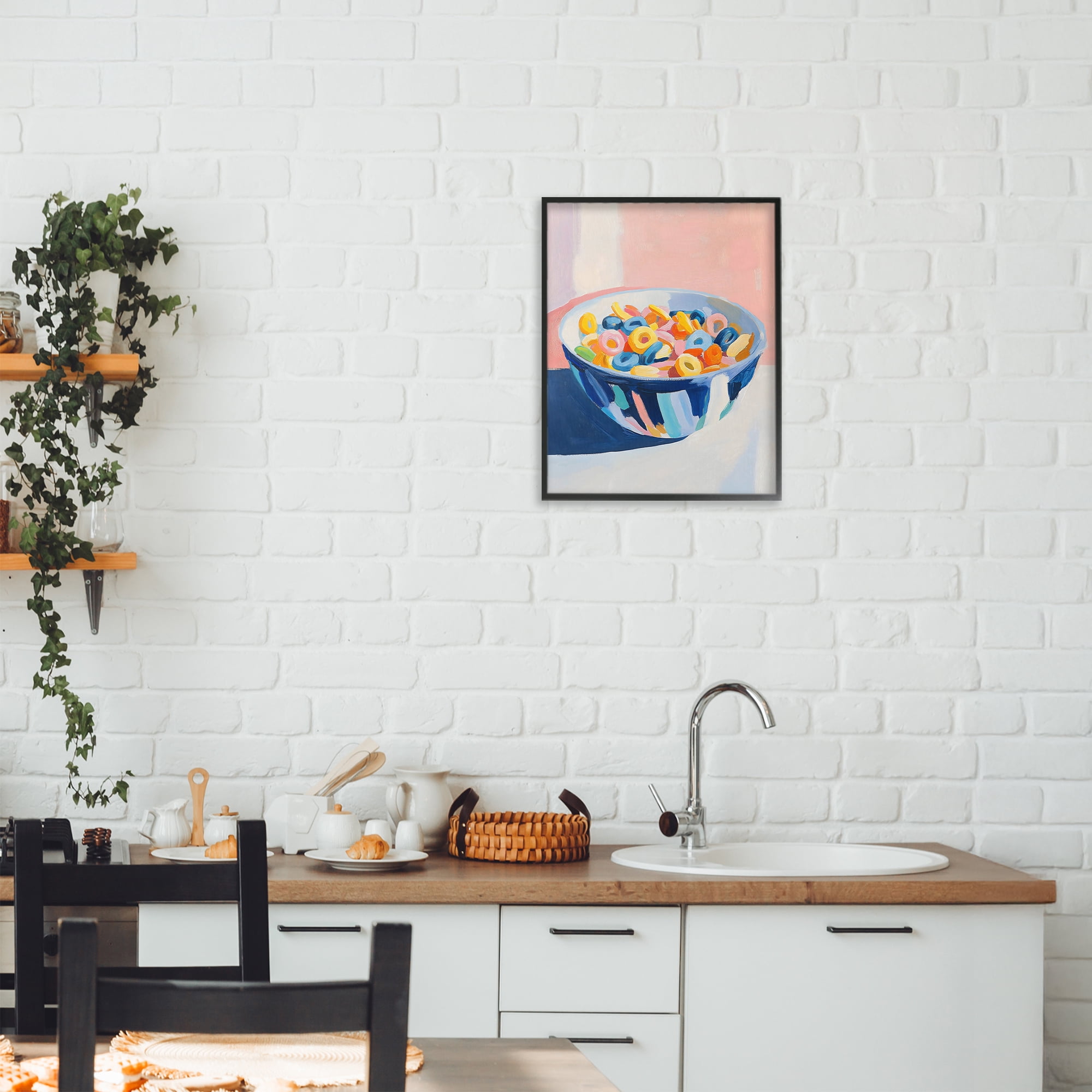 Stupell Industries Colorful Cereal Bowl Black Framed Giclee Art, design by The Prints Vibe