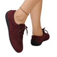 thumbnail image 4 of EKVAHL Casual Sneakers for Women, Faux Suede Low Top Walking Shoes, Flexible Soft Sole Lightweight Daily Driving Tennis Shoes Red, 4 of 5