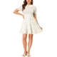 thumbnail image 1 of Vestidos florales de cuello Peter Pan de ajuste y vuelo de INSPIRE CHIC para mujer en blanco, 1 of 6