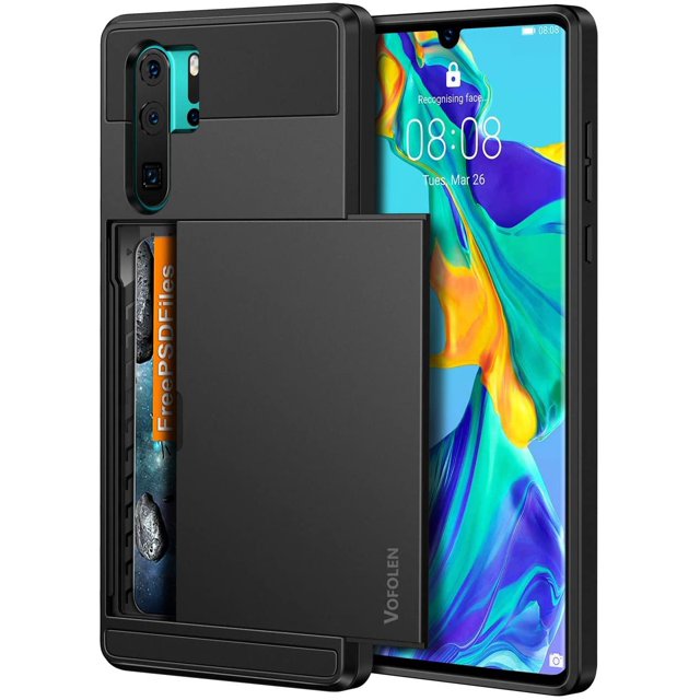 Vofolen Cover for Huawei P30 Pro Case Wallet Credit Card Holder ID Slot Hidden Pocket Dual Layer Scratch-Proof Protective Hard Shell Rugged Hybrid Bumper Rubber Armor Case for Huawei P30 Pro