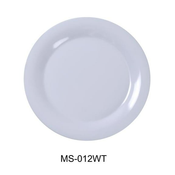 Yanco MS-012WT Mile Stone Wide Rim Round Plate, 12" Diameter, Melamine, White Color, Pack of 12