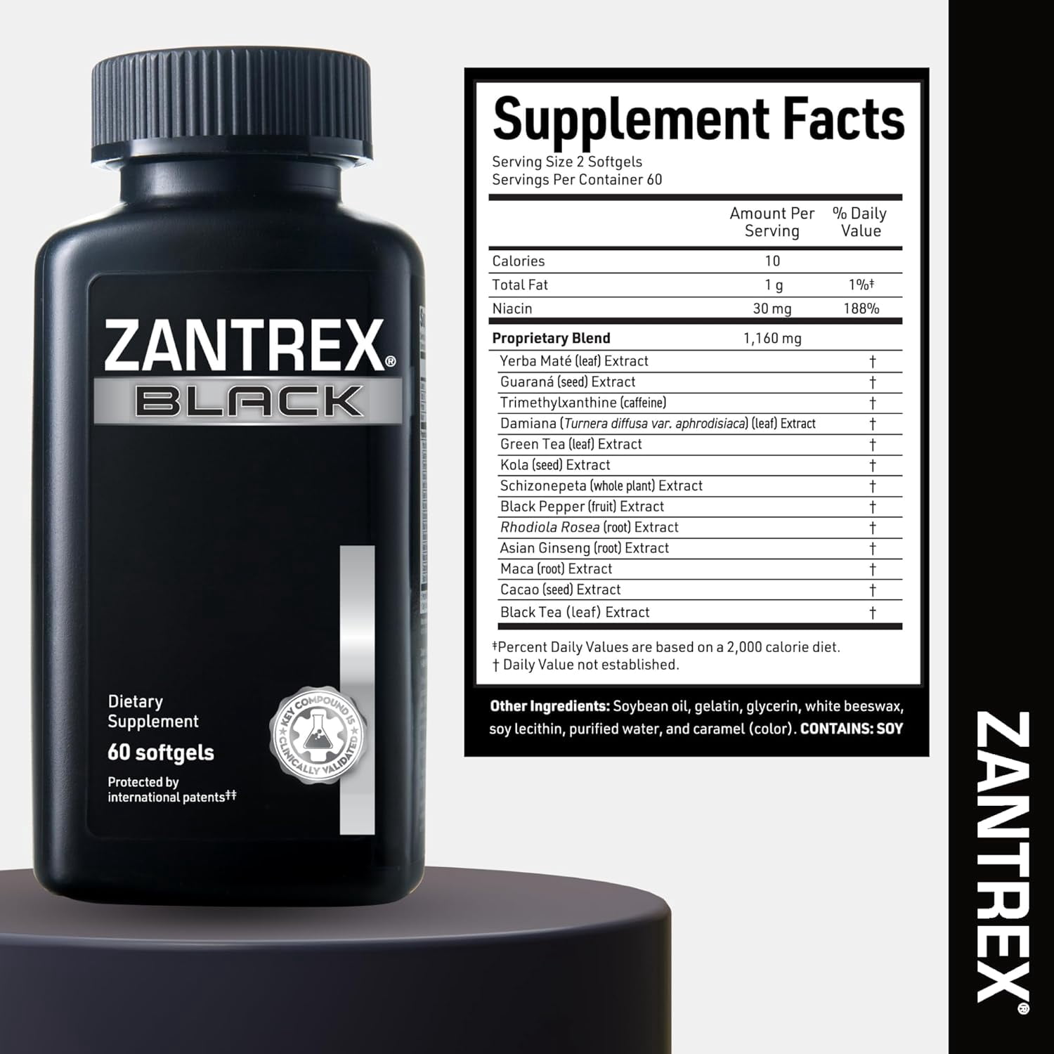 Zantrex Black – Energy Boost & Metabolism Support | Appetite Suppressant, Weight Management Formula | 60 Softgels
