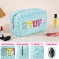thumbnail image 2 of Bolso de maquillaje portátil con letras de chenilla, felpa con parches de letras de chenilla para mujer, 2 of 8