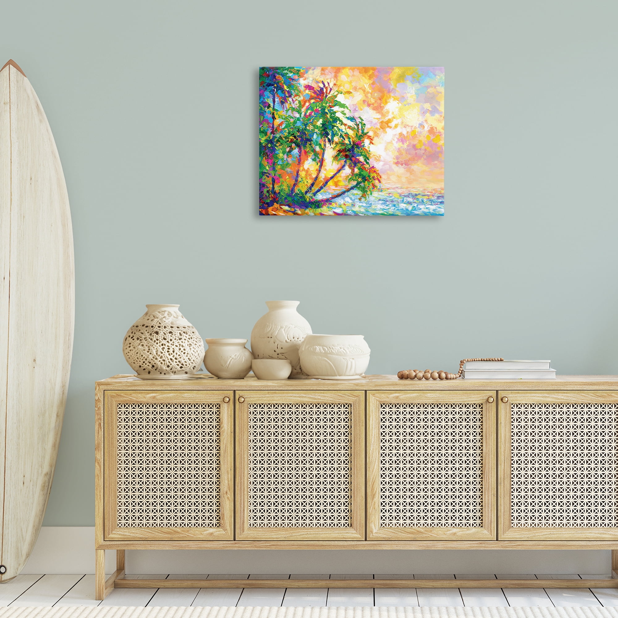 Stupell Industries Full Beach Palms Landscape Painting Gallery Wrapped Canvas Art Print Wall Art, 30 x 24