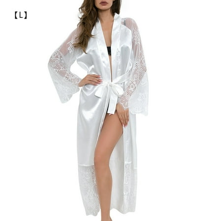 

Women Sexy Lace Long Robe Sleepwear Bathrobe Nightdress Nightwear