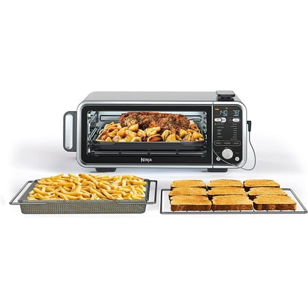Ninja SP351 Foodi Smart 13-in-1 Dual Heat Air Fry Countertop Oven  Dehydrate  Reheat  Smart Thermometer  1800-watts  Silver