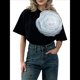 thumbnail image 2 of Camiseta de Flores 3D para Mujer, Corta, Cuello Redondo, Verano Negro M, 2 of 6