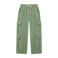 thumbnail image 5 of Cargo Sweatpants for Women Fall Winter Elastic Waist Drawstring Straight Leg Casual Pants with Pockets, 5 of 5