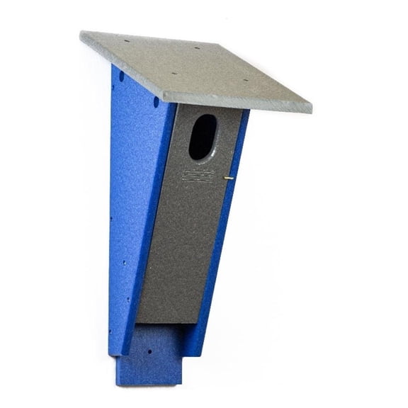 Pemberly Row Peterson Plastic Blue Bird House in Multi-Color