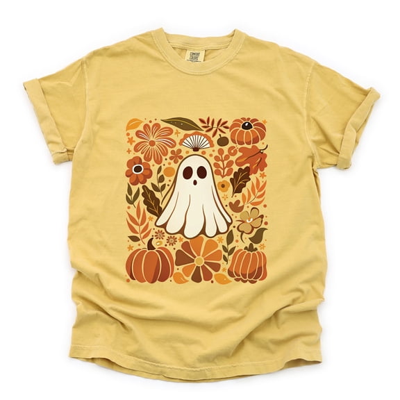 Ghost Floral Collage - Womens Garment Dyed Tee