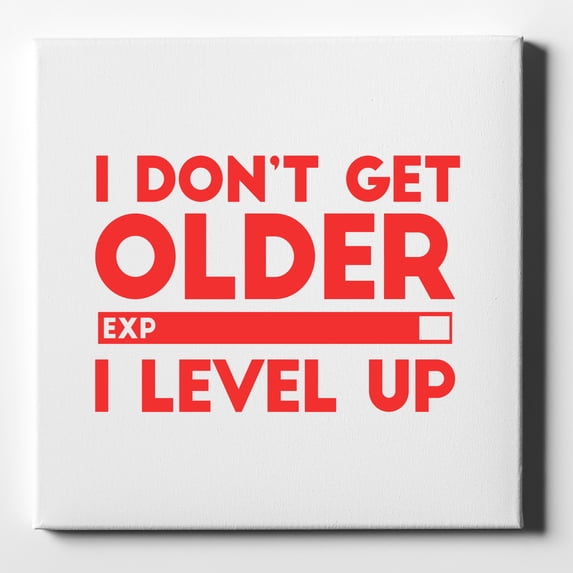I Don't Get Older I Level Up - Gamer - 10" x 10" - Decorative Canvas Wall Art - White Edge - 5/8" Gallery Wrapped