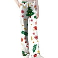 thumbnail image 6 of Fabrcox Christmas Women's Pj Pants Slim Fit Christmas Tree Printed Drawstring Wide Leg Lounge Long Bottoms Mint Green XL, 6 of 6