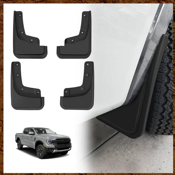 ZHIBO Mud Flaps for Ford Ranger 2024-2025, Heavy Duty, 4-PC Set