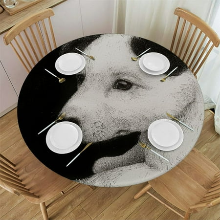 

Patifu Dog Round Table Cover Stain Resistant and Washable for Indoor Outdoor Dining Wedding Parties Kitchen Decoration 100% Polyester Fabric Full Width Single-Sided Printing 54 -58