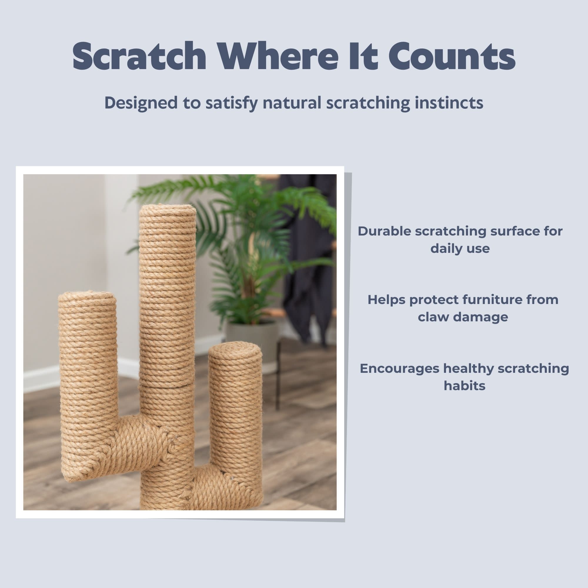 TRIXIE Neo 27" Scratching Post - Indoor Jute Cat Scratcher Small Furniture