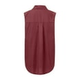 thumbnail image 4 of kamemir Women Casual Solid Sleeveless Turn Down Collar Pockets Buttons Shirt To(Red,L), 4 of 5