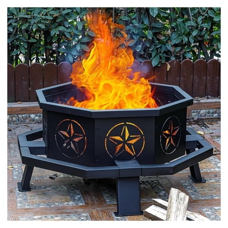 35 Inch Octagonal ,Outdoor ,Wood Burning Firepit for ,Firepits for Outside,Camping, Backyard, Patio,,Garden