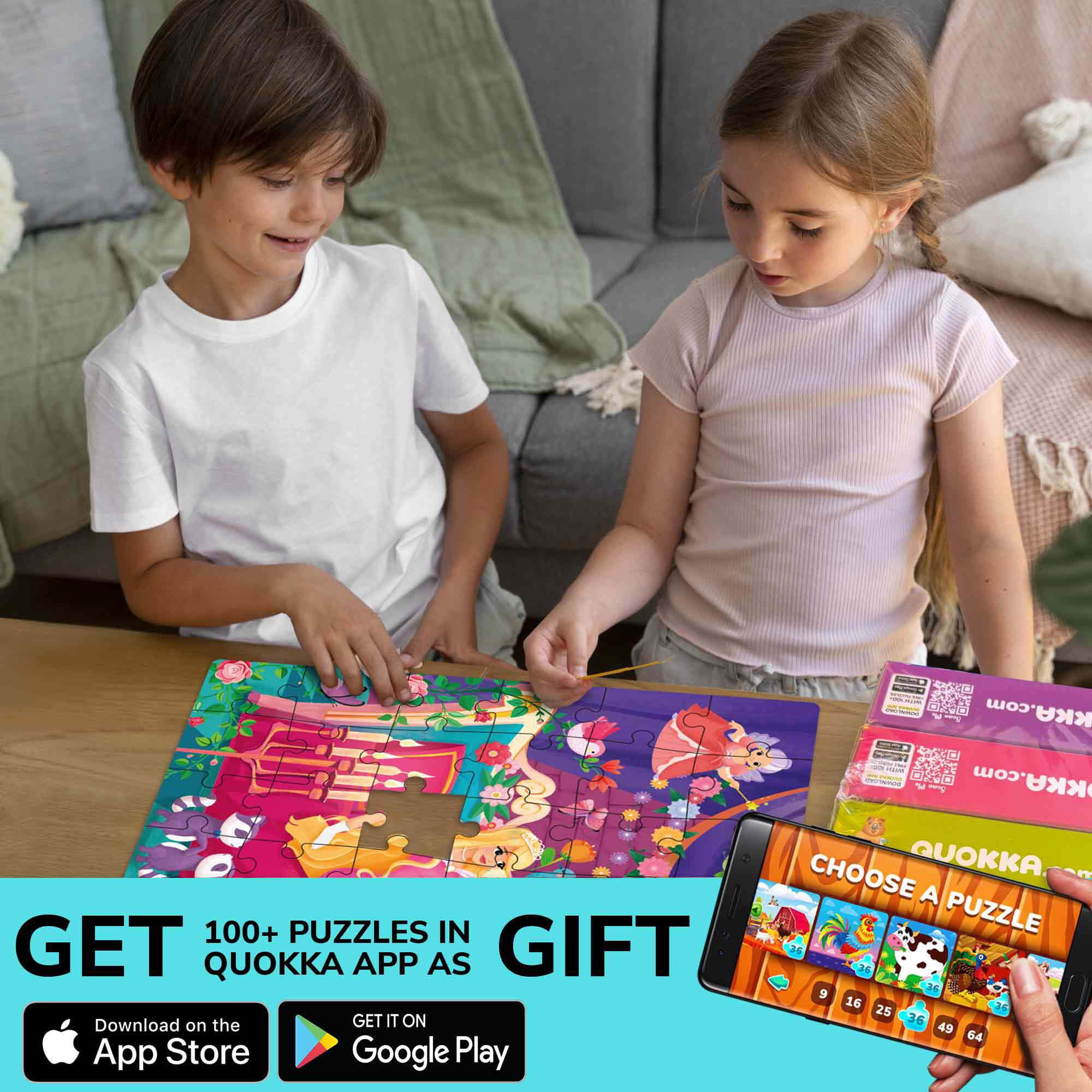 QUOKKA Puzzles for Kids Ages 4-6 – 4-Pack 60-Piece Puzzles for Kids – Fairy Tale Jigsaw Puzzle Set