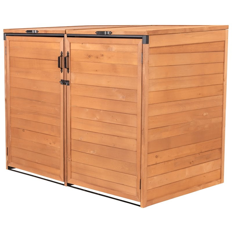 Leisure Season Medium Horizontal Wood Trash and Recycling Storage Shed