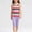 Purple, variant on Girls' Rainbow Striped Two-Piece Summer Round Neck Sleeveless Vest And Elastic Waisted Cropped Pants Set Sizes 1-12