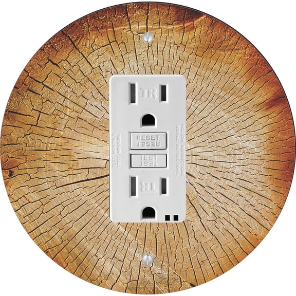 Tree Trunk Wood Design - Round Light Switch Plate Cover - GFI